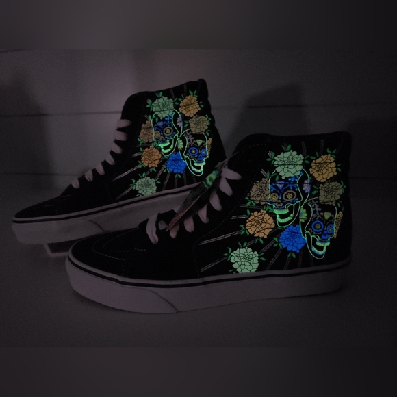 Vans M SK8-Hi Dia De Los Muertos Day of the Dead Suede shoe Glow in the dark 7.5 - Picture 4 of 10